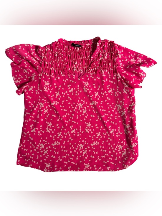 Dokotoo Tops - Dokotoo Casual V Neck Floral Print Smocked Blouse Women's 2X Bright Pink Tunic